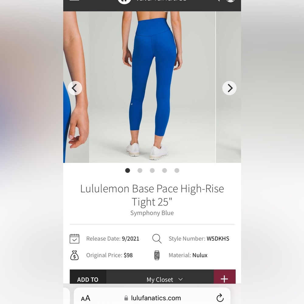 Lululemon NWT base pace HR tight 25”